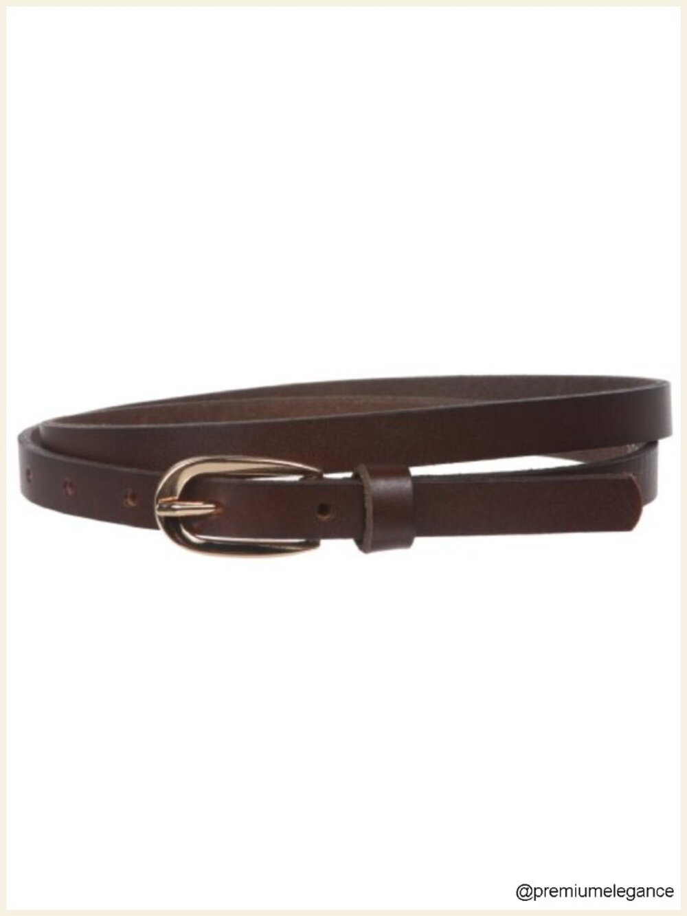 Women's 1/2" (13mm) Skinny Cowhide Leather Dress Belt, Gold Buckle